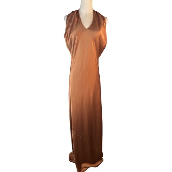 NWOT Medium Show Me Your Mumu Jasmine Halter Maxi Dress Copper Satin Luxe Formal - Picture 1 of 16